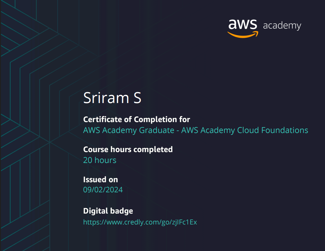 AWS Academy Graduate - AWS Academy Cloud Foundations certificate